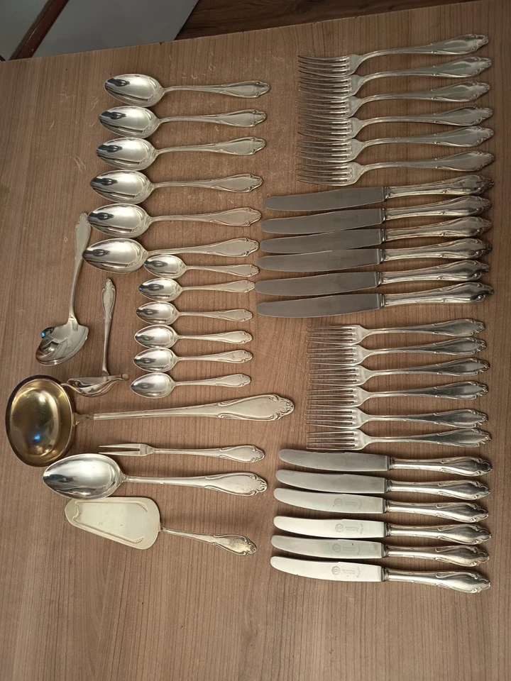 Jugendstil Menü-Besteck 100er Silber DEP Solingen 40 Teile - Bild 3 von 4