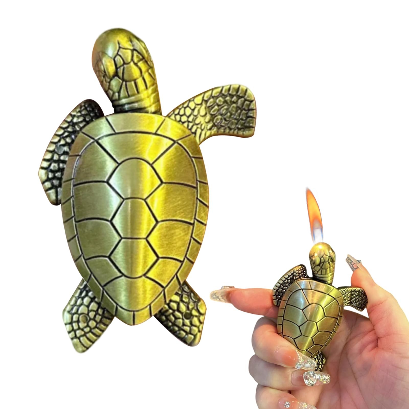Torch Lighter, Creative Desktop Golden Turtle Lighters, Cool Portable Adjusta...