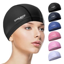 COOLMATE Fabric Swim Cap for Adult Women Men, Silicone Waterproof Layer, Clot...