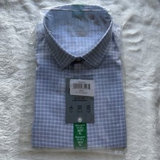 Kenneth Cole Reaction Dress Shirt XL 17-17.5 36/37 Gray Check Quick Dry NWT