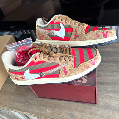 Jordan Air Jordan 1 High Shoe Surgeon Custom Freddy Krueger Taupe/Chrome