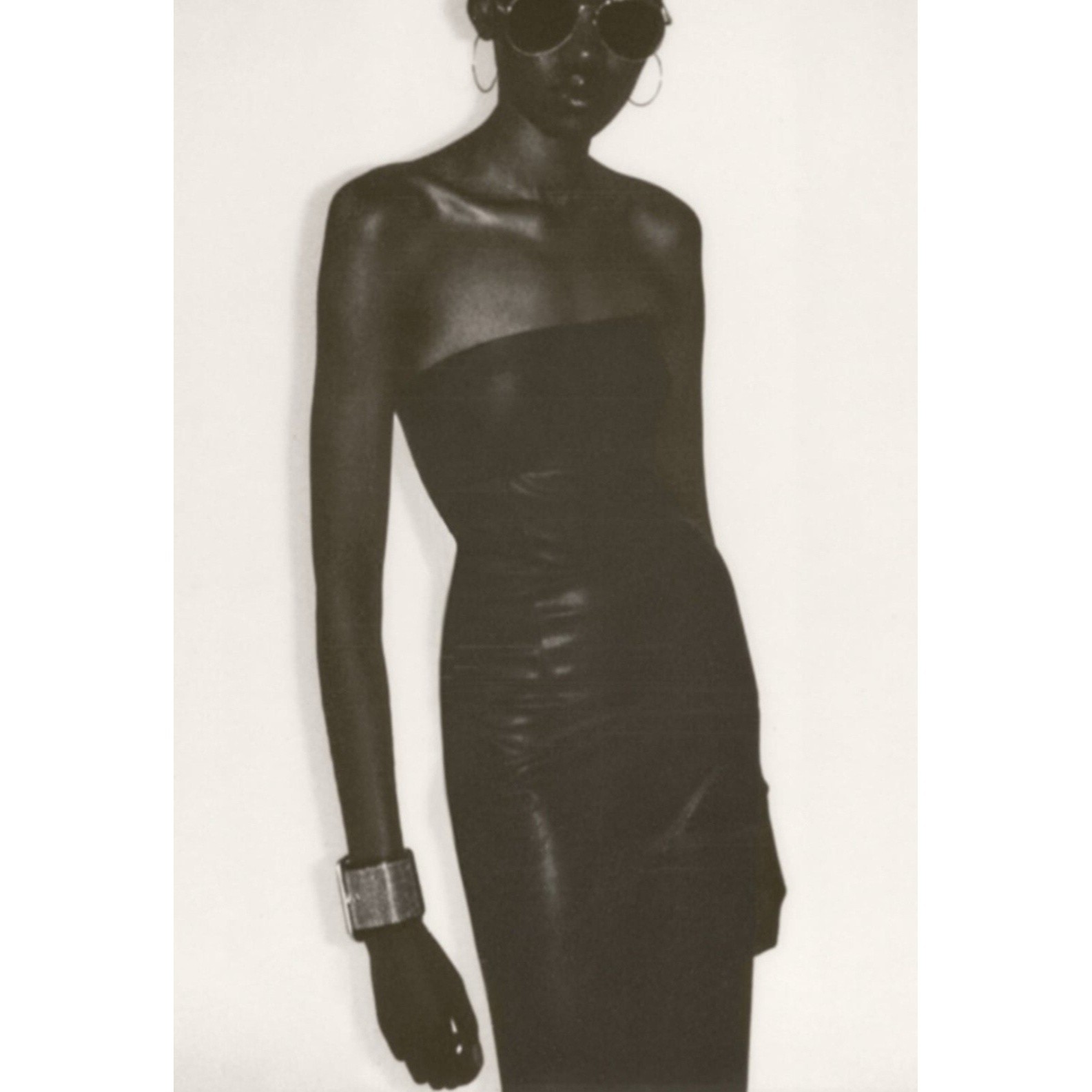 ZARA Black Faux Leather Strapless Jumpsuit SZ L image 8