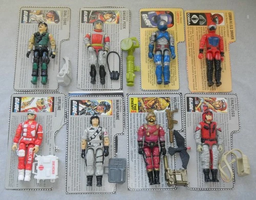 1980s G.I. GI Joe Accessories File Card Figure Lot Vintage Cobra ARAH 3.75 Set