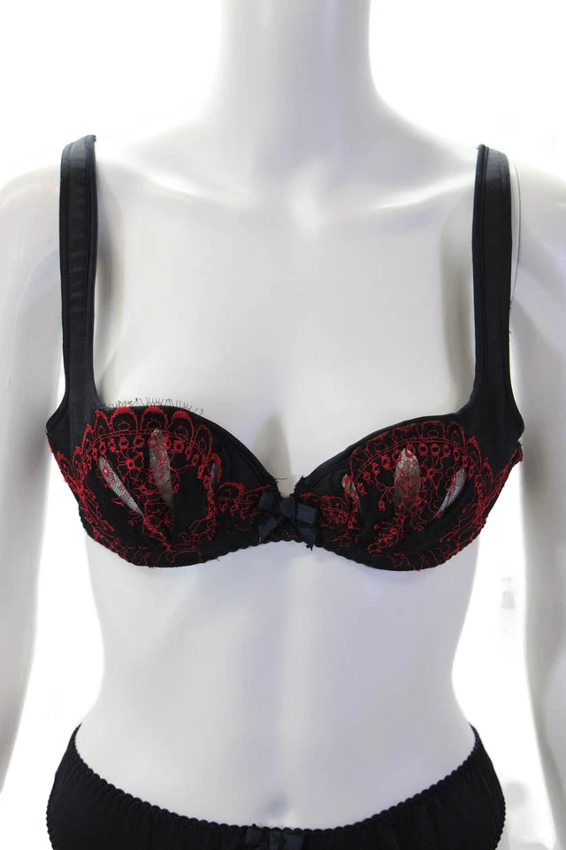 Conjunto de bragas sujetador delantero de encaje Agent Provocateur para mujer azul marino talla 36 A/5 Foto 2 de 4