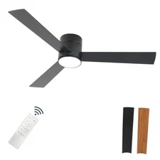 Flush Mount Ceiling Fan with Lights, 52" Low Profile Ceiling 52 inches Black