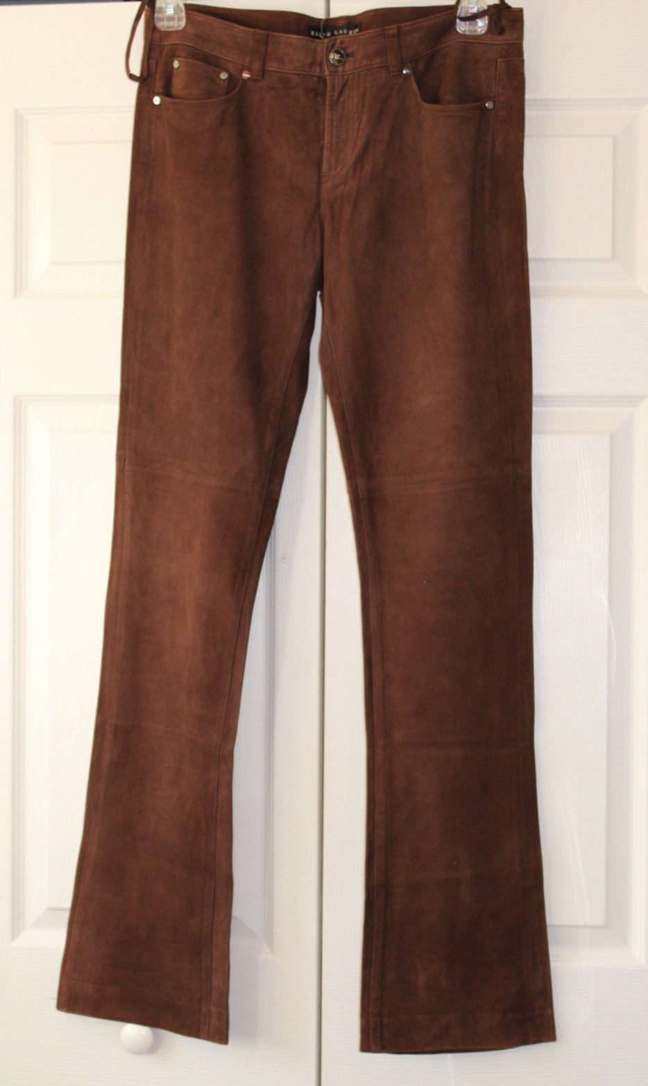 NWT 2K VTG Ralph Lauren Suede Pants Black Label Collection Brown Leather Size 10 image 5