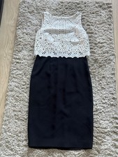 Hobbs New With The Tags Zoella Black And Cream Lace Midi Dress Size UK 10