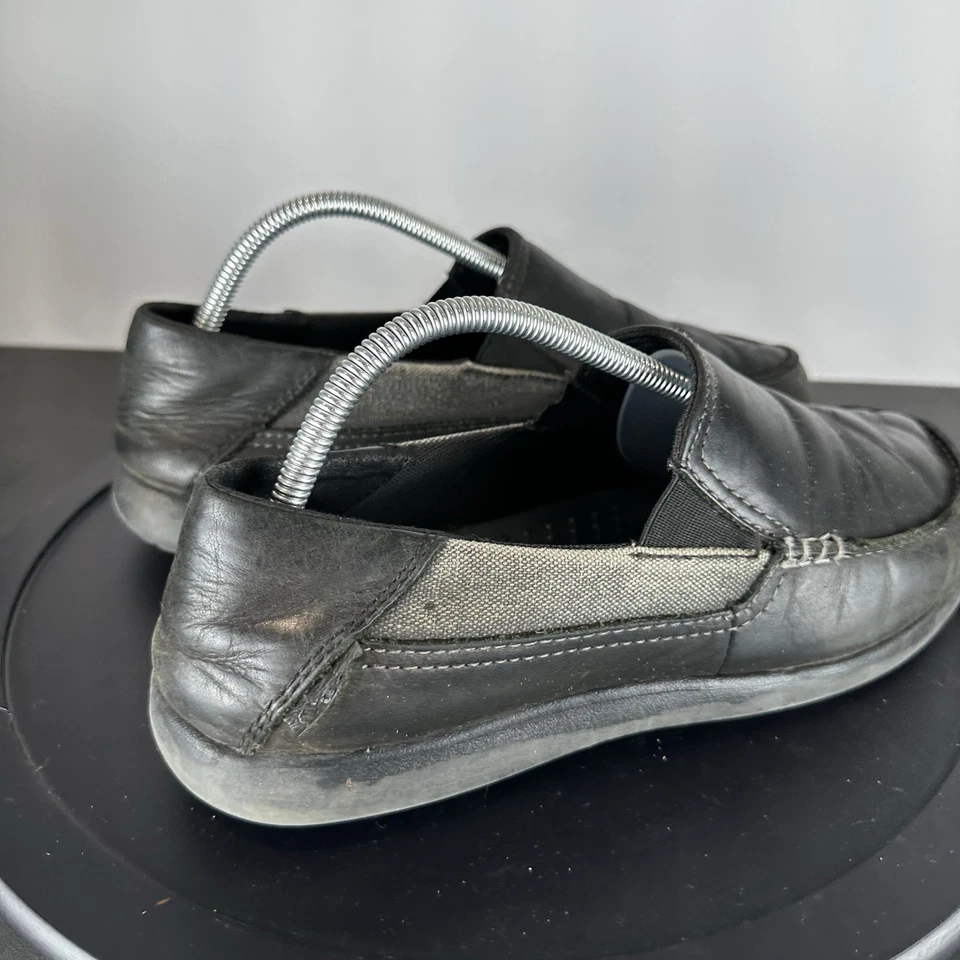 Crocs Mocassins Masculinos de Couro Santa Cruz Sapatos de Trabalho Preto Conforto EUA 9 - Imagem 3 de 4