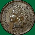 1899 Indian Head Cent Choice Almost Uncirculated AU+/UNC Coin #34033