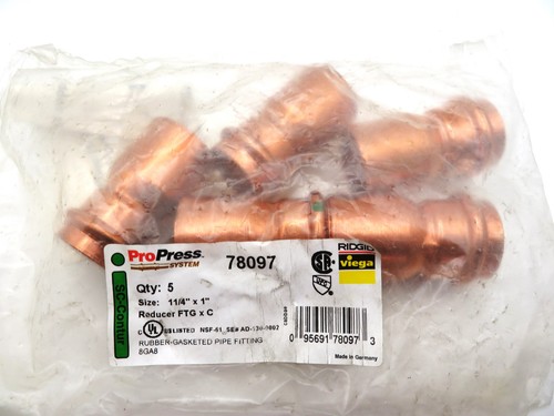 5 Fittings - Ridgid - VIEGA PROPRESS #78097 ProPress Copper Reducer, 1-1/4" x 1"