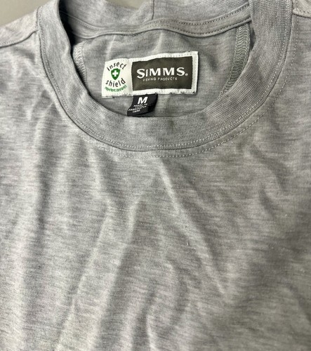 Camisa Simms Hombre Mediana M Azul/Gris Protector de Insectos Pescador Mezcla de Algodón Exterior - Imagen 10 de 13