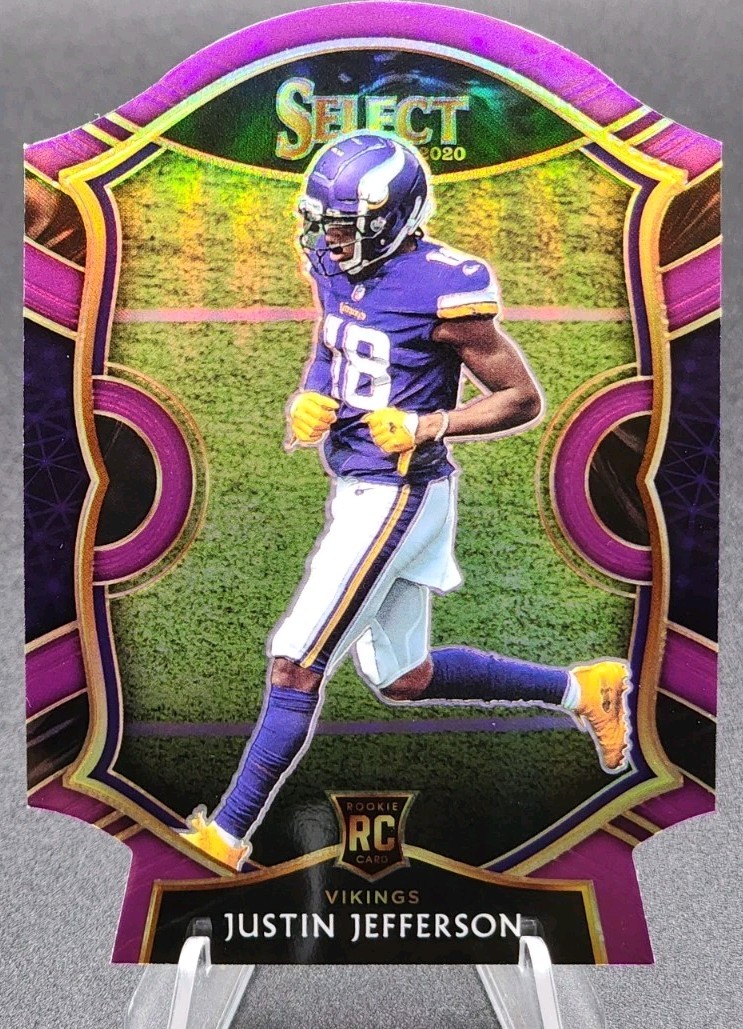 2020 Panini Select - Concourse Justin Jefferson #61 Purple Prizm Die-Cut (RC)