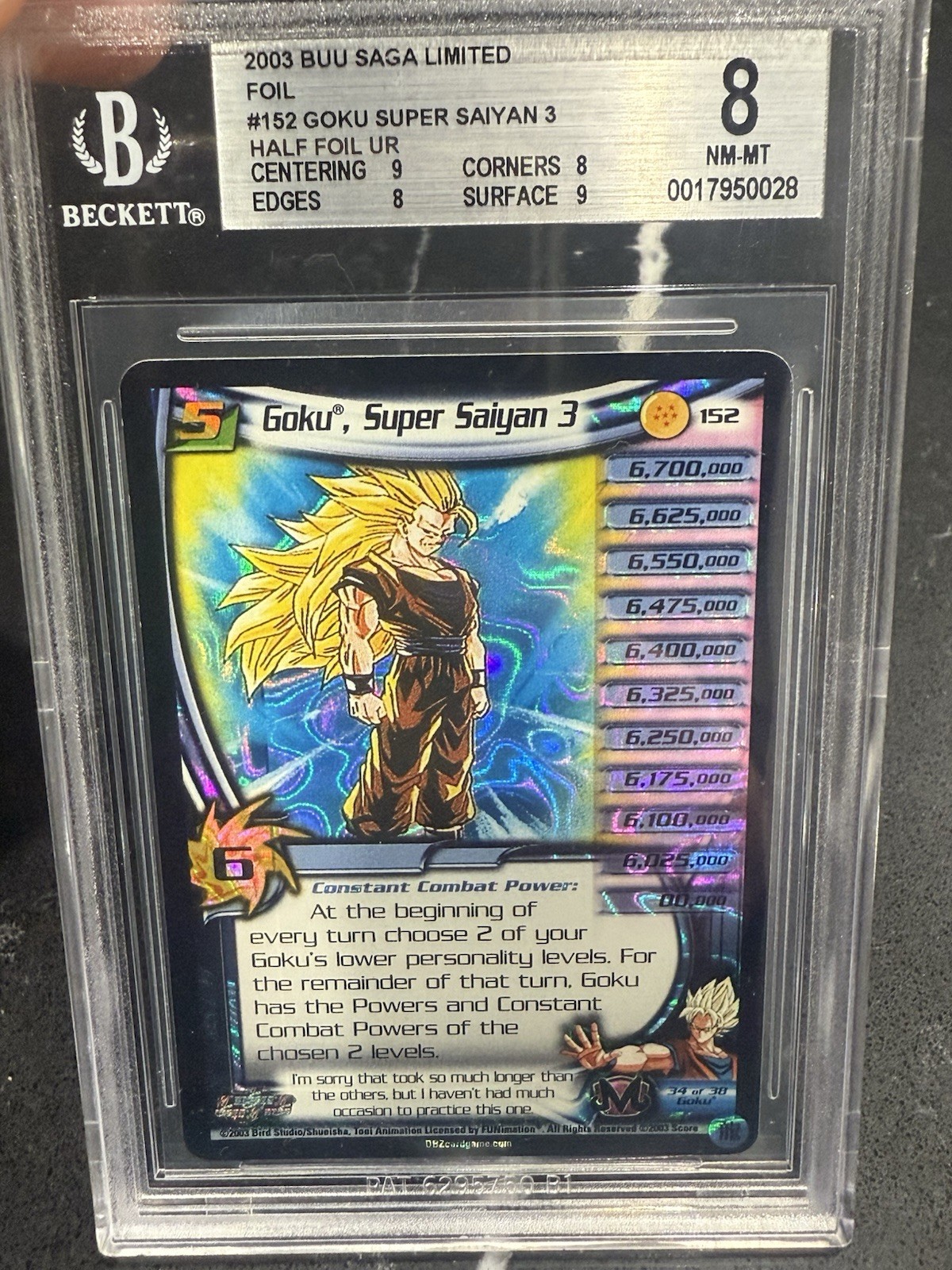 Dragon Ball Z Score CCG DBZ Goku Super Saiyan 3 152 Limited SS3 Half Foil BGS 8