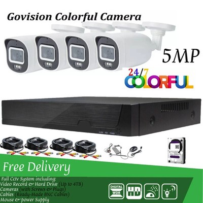 5MP Colorvu CCTV-Systemkamera 4 Kanäle H.265 + DVR Security Bullet CCTV KIT + 500 GB HDD