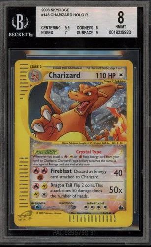 Pokemon Charizard Skyridge Crystal Holo Secret Rare #146 BGS 8