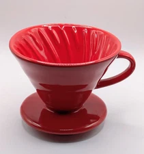 Kajava Mama Pour Over Large Red Ceramic Coffee Dripper 4" Tall #2 Filters Ex Con