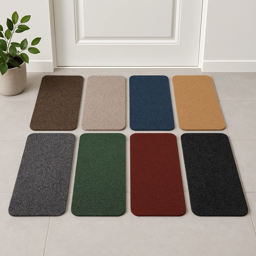 WASCHBARE ANTI-RUTSCH-FUßMATTE – HELLBEIGE MODERNE BODENMATTE MIT GEOMETRISCHEM DESIGN