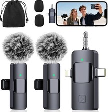 3-in-1 Wireless Microphone for iPhone, Android Camera, Lapel Mic w/ Noise...
