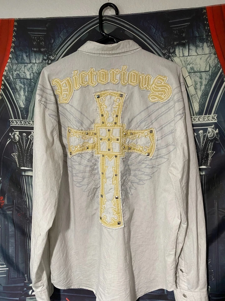 Victorious 2000's Button Down Long Sleeve Shirt Embroidered Pearl Snap Size 2XL - Image 2 of 4