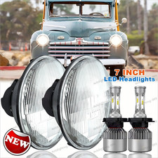 Pair For Ford Deluxe 1939-1951 7 Inch Round Led Headlights Lamp Housing New