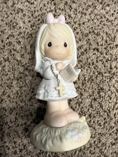 Precious Moments Girl with Bible and Cross Ceramic Figurine