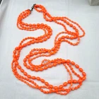 Vintage Extra Long Orange Beaded Necklace 60 in Estate Costume Jewelry
