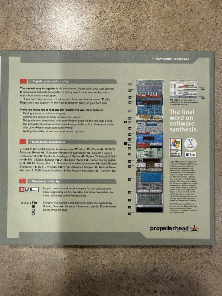 Propellerhead Reason Version 2.0 Stand-Alone Musikstation Software - Bild 3 von 4