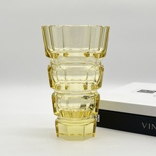 Antico Josef Hoffmann - Moser Karlovy Vary - vaso in vetro art deco taglio sfaccettato giallo