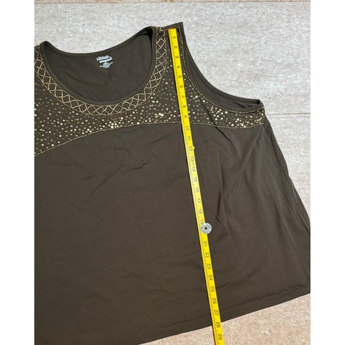 Liz & Me Essentials Tank Top 4X Olive Green Embellished Scoop Neck EUC - Picture 7 of 7