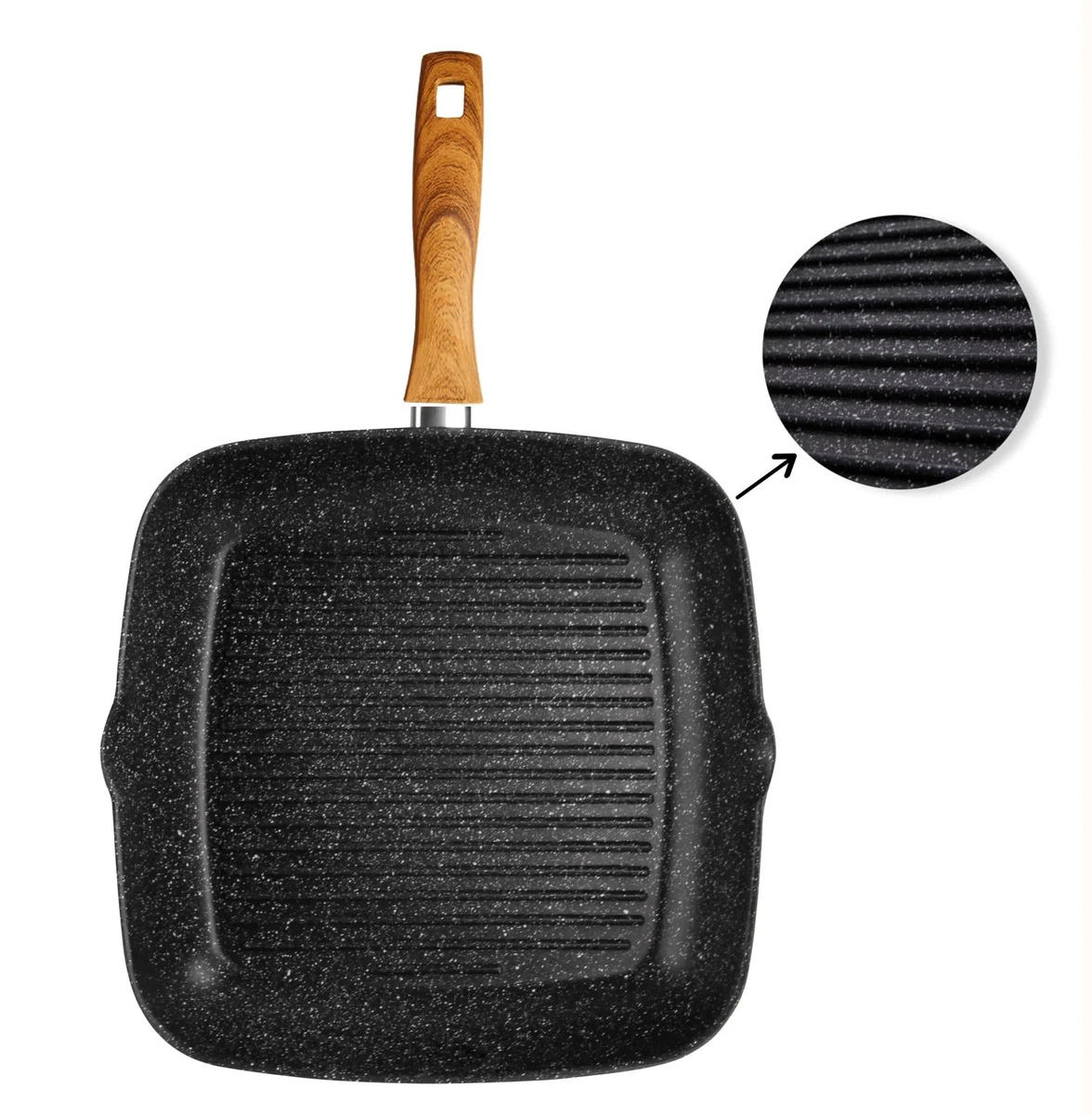 STONELINE® Sartén Grill 28 x 28 cm Back to Nature Sartén Esquinera Inducción 18340 IIWahl