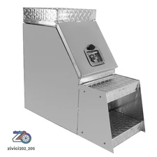 25" x28x12" Side Mount Semi Truck Aluminum Tool Box Saddle Step Open Wide Sliver