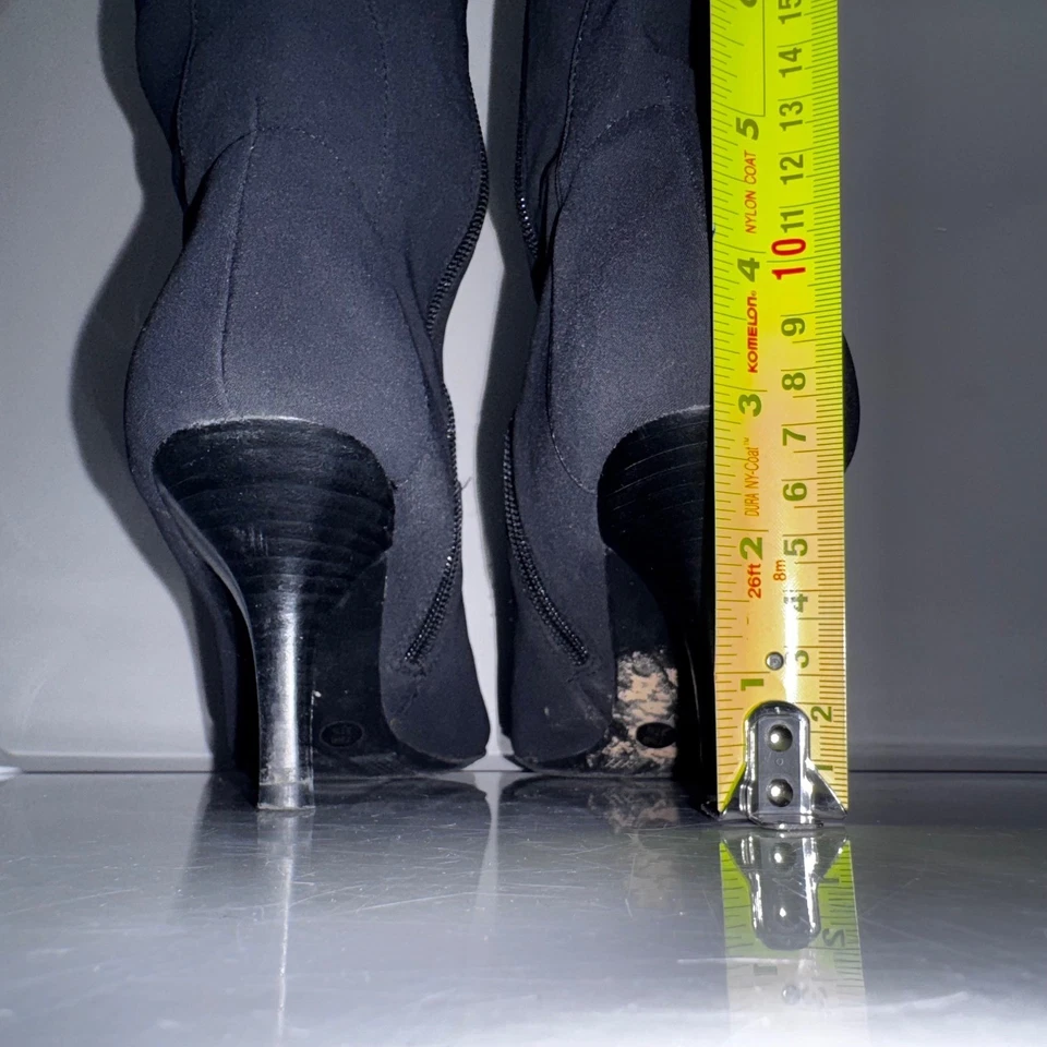 Botas hasta la rodilla Y2K BCBGirls negras elásticas punta tacón de aguja 7,5 Foto 2 de 4