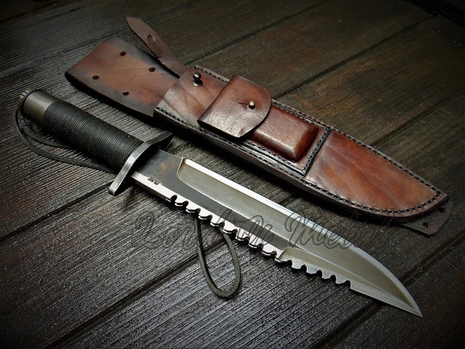 CUCHILLO BOWIE RAMBO SUPERVIVENCIA, CAMPING, CAZA LAVADO ÁCIDO RESISTENTE CON FUNDA Foto 2 de 3