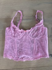 SKIMS Pink Lace Corset Bra Size Small