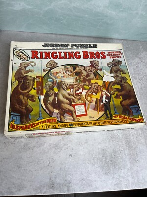 Vintage parker Brothers Ringing Bros Circus jigsaw puzzle elephants 500 pc