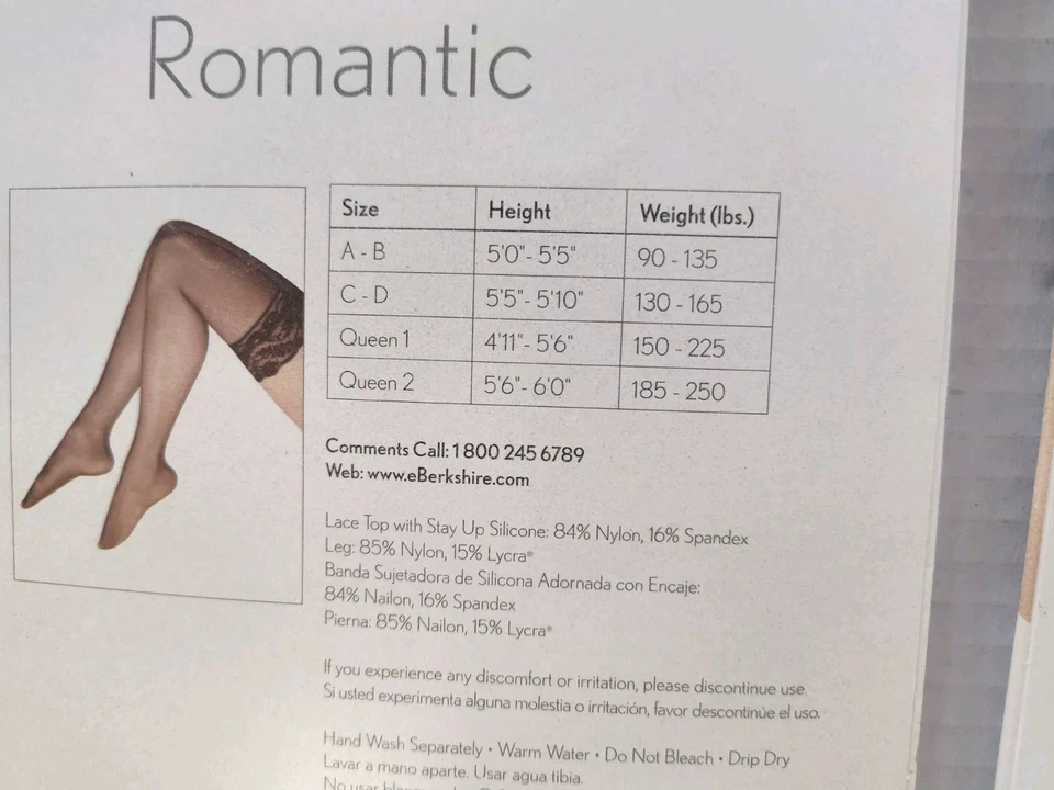 Lot Of 2 Berkshire Thigh High Stockings Size A-B Black & Beige Romantic Vtg - Image 4 of 4