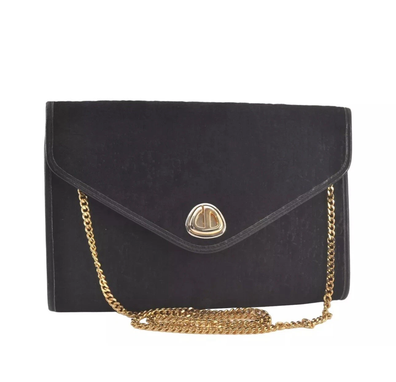 Authentique sac bandoulière Christian Dior chaîne trotteur cuir daim noir 4256L