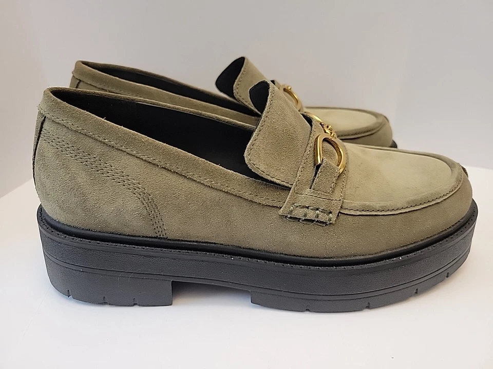 Zapatos de plataforma Geox Spherica para mujer 10,5 gris cuero suela acolchada comodidad Foto 2 de 4