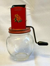 Vtg Hazel Atlas Food Chopper Red Rose Nut Spice Grinder