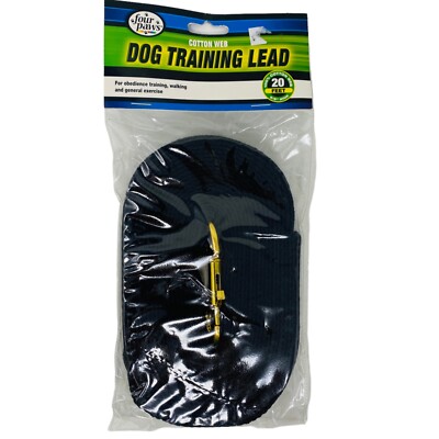 Four Paws Cotton Web Dog Training Lead Black 20 Feet