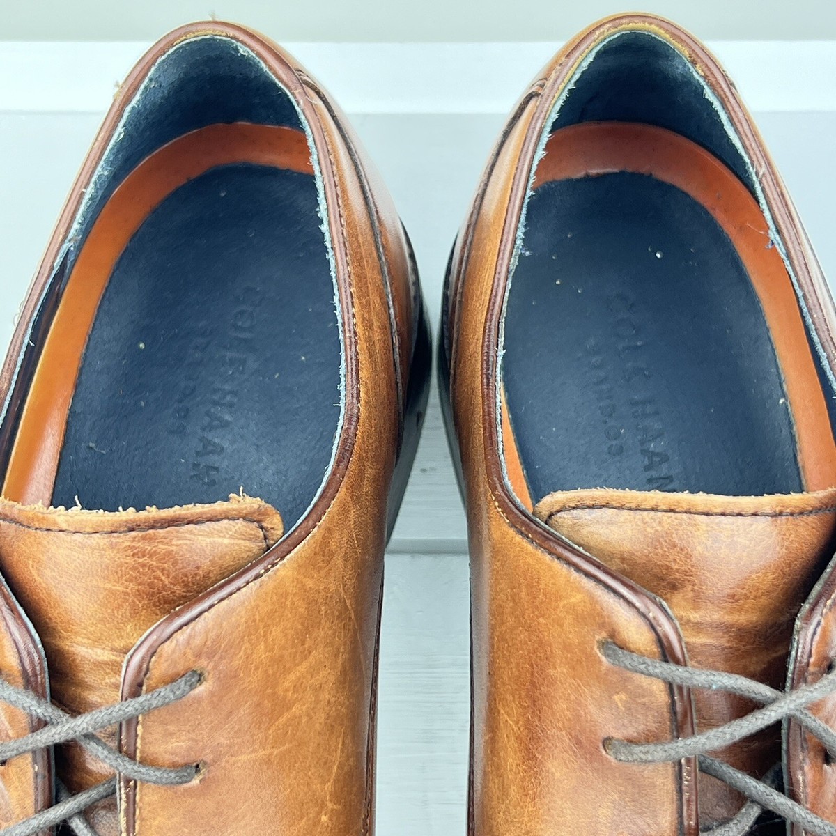 Cole Haan Lenox Hill Split Toe Brown Leather Oxfords Shoes 