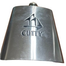 Cutty Sark Whiskey Hip Flask Stainless Steel 6oz Black Relief Logo