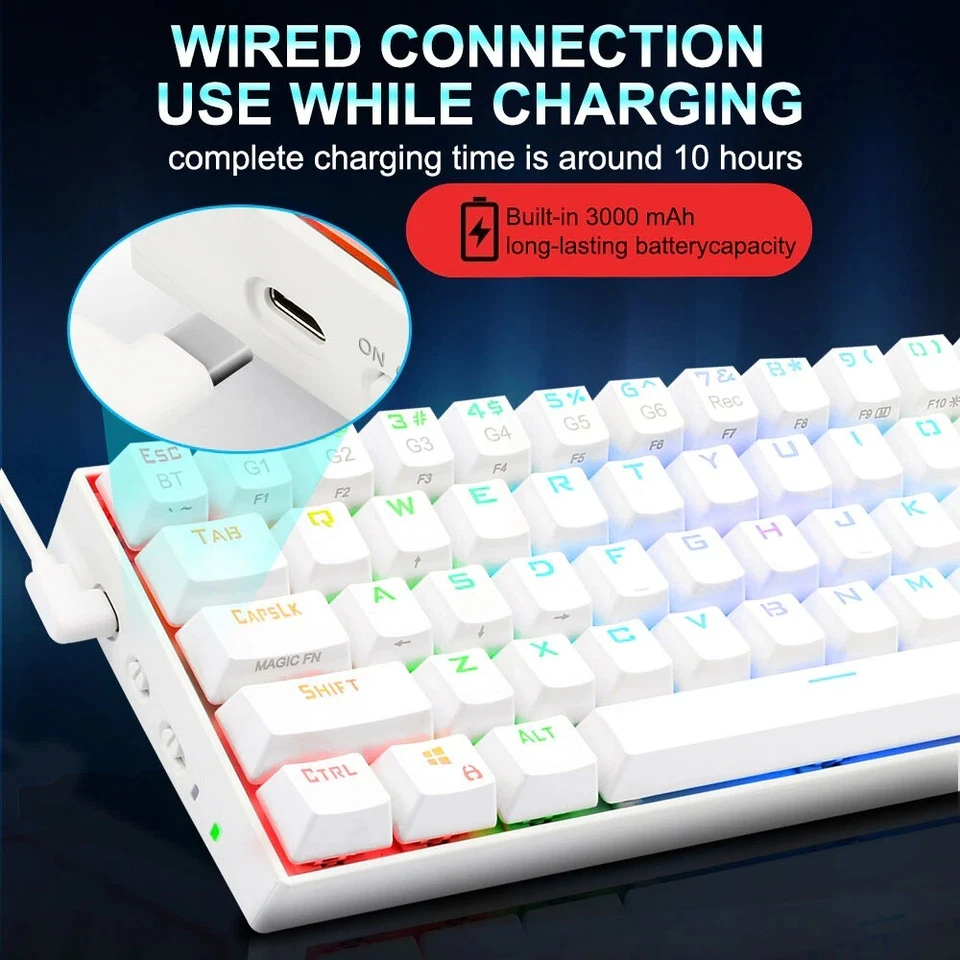 Redragon K530 60% RGB Bluetooth Wireless Mechanical Keyboard 61 Keys Compact - Image 3 of 4