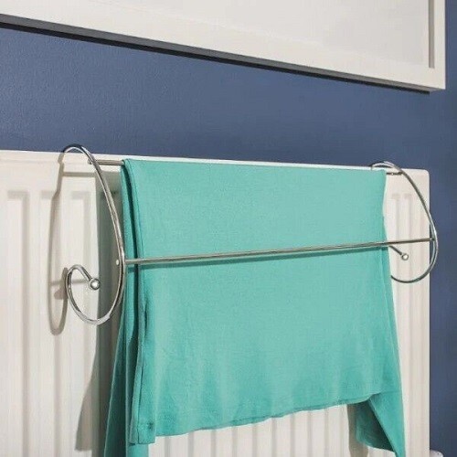 2 Bar Chrome Curved Radiator Airer Laundry Clothes Dryer Rack Towel Rail Hanger - Picture 6 of 6