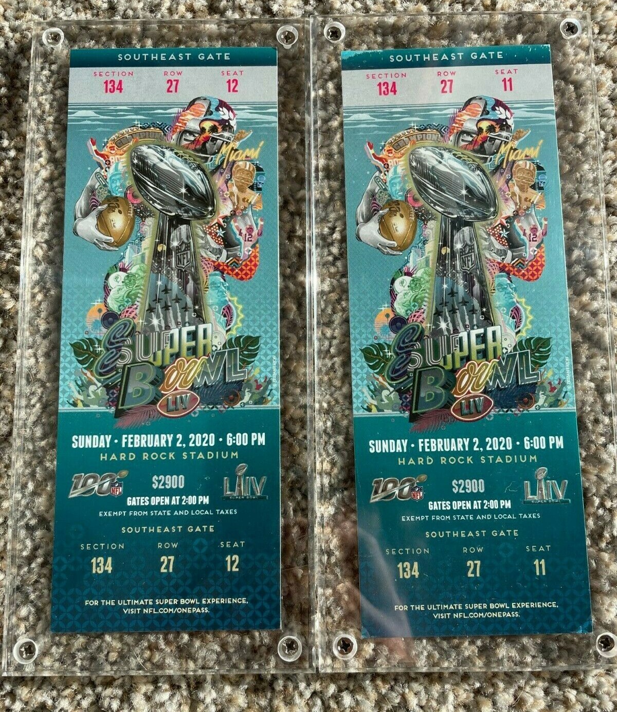 TWO Max 52 OFF SUPER BOWL LIV TICKET STUBS MVP 49ers Chiefs Mint Near