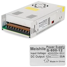 MEISHILE 12V 50A 600W DC Switching Power supply Adapter PSU AC to DC Industri...