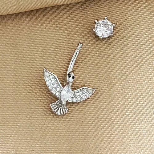 1Ct Marquise Cut Lab-Created Diamond Belly Navel Button 14K White Gold Plated - Picture 2 of 6