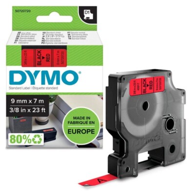 DYMO Schriftband D1 40917 S0720720, 9 mm schwarz auf rot