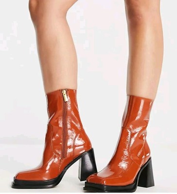 brown heeled boots asos