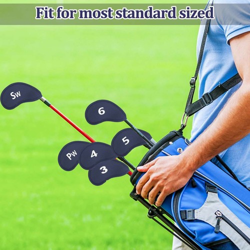 10pcs/set Neoprene Golf Iron Head Covers Thick Golf Club Headcover #Navy Blue - Picture 3 of 10